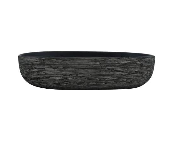 Lavoar de blat, gri și negru, 59x40x14 cm, ceramică, oval, 3 image
