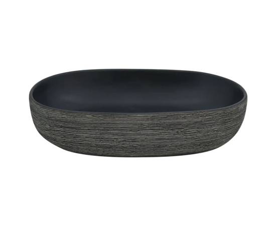 Lavoar de blat, gri și negru, 59x40x14 cm, ceramică, oval, 4 image