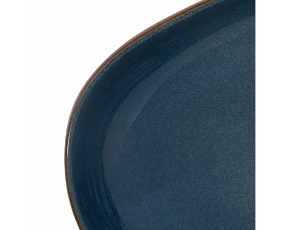 Lavoar de blat, maro și albastru, 59x40x14 cm, ceramică, oval, 7 image