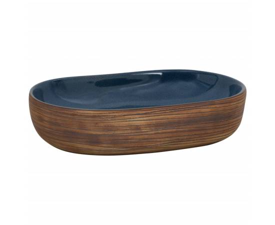 Lavoar de blat, maro și albastru, 59x40x14 cm, ceramică, oval, 2 image