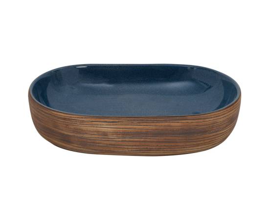 Lavoar de blat, maro și albastru, 59x40x14 cm, ceramică, oval, 4 image