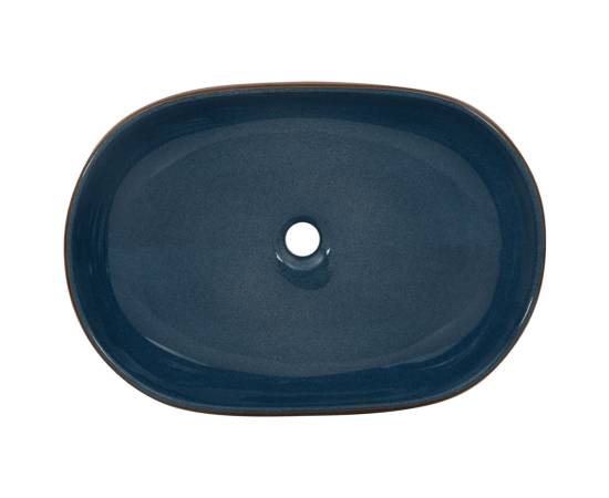 Lavoar de blat, maro și albastru, 59x40x14 cm, ceramică, oval, 6 image