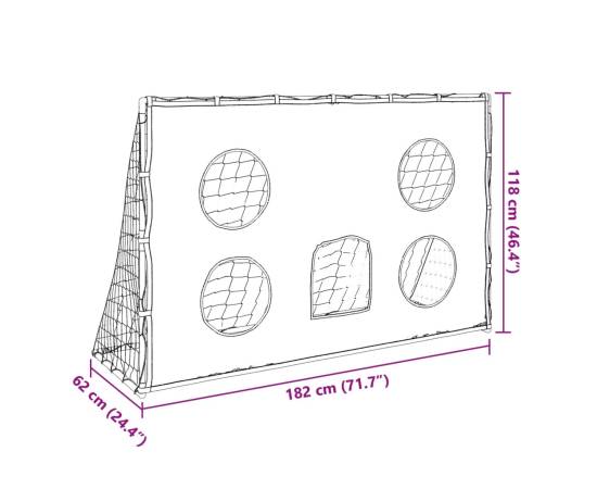 Poartă de fotbal de copii cu covoraș țintă/minge 182x62x118 cm, 11 image