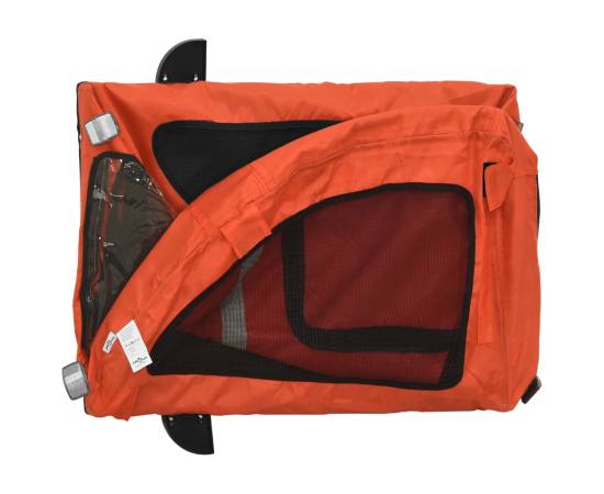 Remorcă de bicicletă animale portocaliu/gri, textil oxford/fier, 9 image