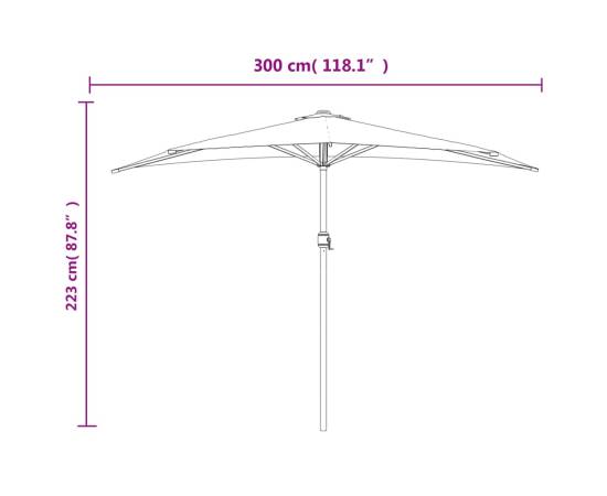 Umbrelă de balcon tijă aluminiu negru 300x155x223cm semirotund, 9 image