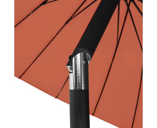 Umbrelă de soare de exterior, stâlp aluminiu, cărămiziu, 270 cm, 6 image