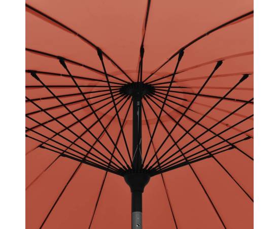Umbrelă de soare de exterior, stâlp aluminiu, cărămiziu, 270 cm, 5 image