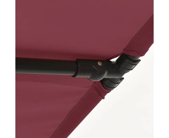 Umbrelă de soare de exterior stâlp aluminiu roșu bordo, 9 image