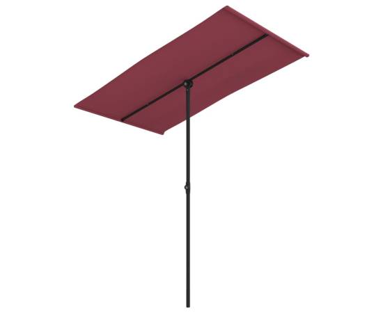Umbrelă de soare de exterior stâlp aluminiu roșu bordo, 2 image