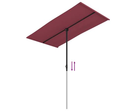 Umbrelă de soare de exterior stâlp aluminiu roșu bordo, 7 image