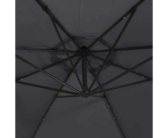 Umbrelă suspendată cu led-uri și stâlp de oțel, negru, 300 cm, 9 image