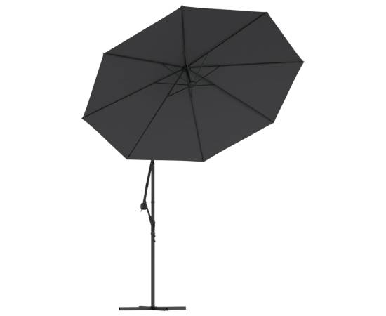 Umbrelă suspendată cu led-uri și stâlp de oțel, negru, 300 cm, 5 image