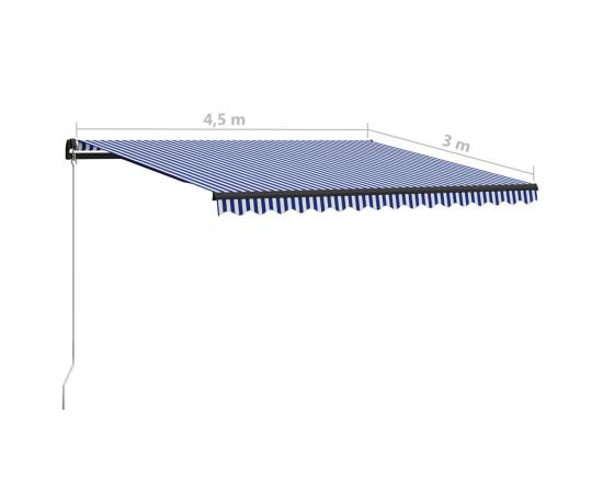 Copertină retractabilă manual, albastru și alb, 450x300 cm, 7 image