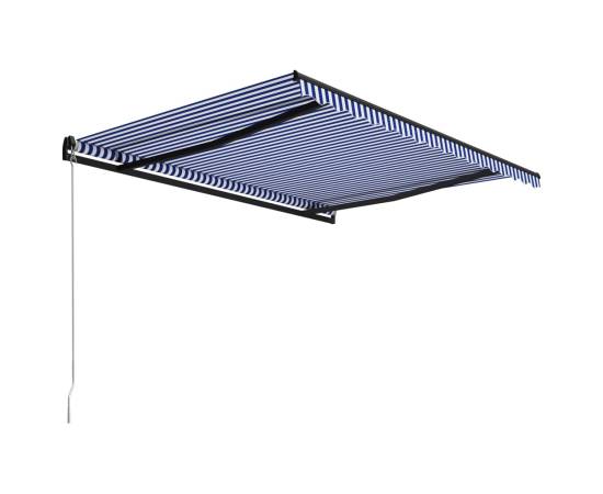 Copertină retractabilă manual, albastru și alb, 450x300 cm, 3 image