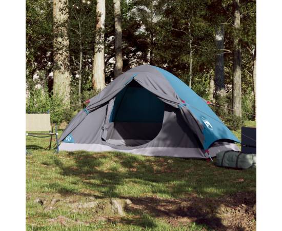 Cort de camping cupolă pentru 2 persoane, albastru, impermeabil, 3 image