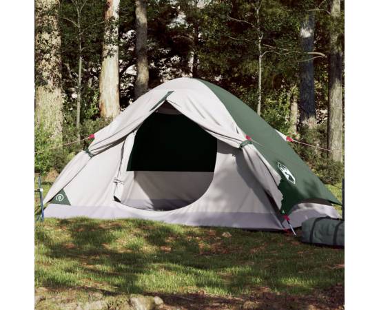 Cort de camping cupolă pentru 4 persoane, verde, impermeabil