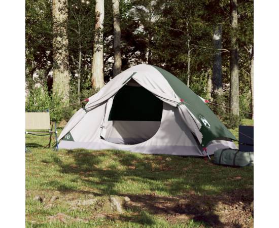 Cort de camping cupolă pentru 4 persoane, verde, impermeabil, 3 image