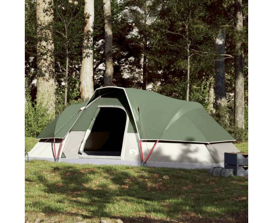 Cort de camping cupolă pentru 9 persoane, verde, impermeabil