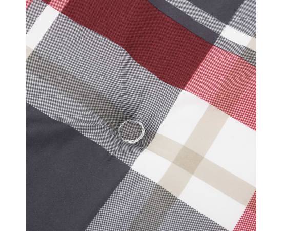 Perne cu spătar roșu carouri, 6 buc., 100x50x3cm, textil oxford, 7 image