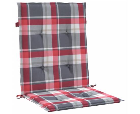 Perne cu spătar roșu carouri, 6 buc., 100x50x3cm, textil oxford, 3 image