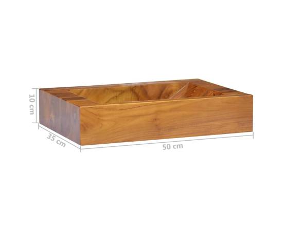 Chiuvetă, 50x35x10 cm, lemn masiv de tec, 7 image