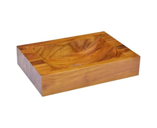 Chiuvetă, 50x35x10 cm, lemn masiv de tec, 3 image