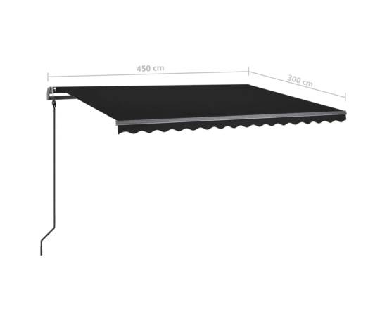 Copertină retractabilă manual, cu stâlpi, antracit, 4,5x3 m, 11 image