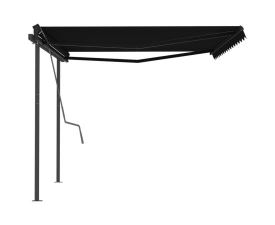 Copertină retractabilă manual, cu stâlpi, antracit, 4,5x3 m, 6 image