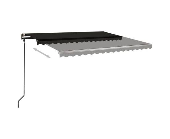 Copertină retractabilă manual, cu stâlpi, antracit, 4,5x3 m, 4 image