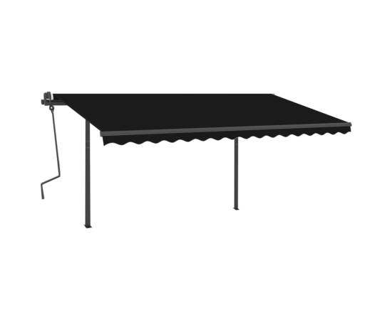 Copertină retractabilă manual, cu stâlpi, antracit, 4,5x3 m, 3 image