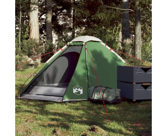 Cort de camping cupolă pentru 2 persoane, verde, impermeabil