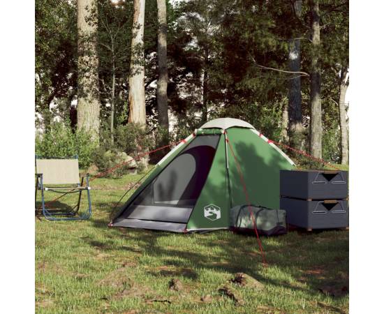 Cort de camping cupolă pentru 2 persoane, verde, impermeabil, 3 image