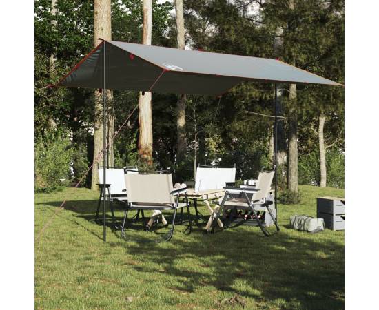 Prelată de camping, gri și portocaliu, 360x294 cm, impermeabilă, 3 image