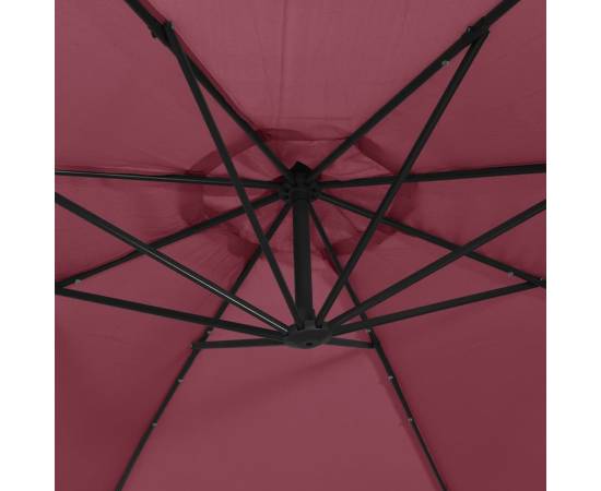 Umbrelă în consolă cu lumini led, roșu bordo, 350 cm, 9 image