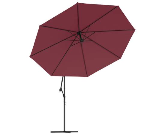 Umbrelă în consolă cu lumini led, roșu bordo, 350 cm, 5 image