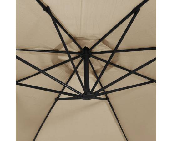 Umbrelă de consolă cu led și stâlp de metal, gri taupe, 350 cm, 9 image