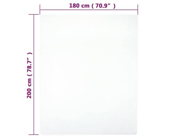 Cearșaf de pat cu elastic, 2 buc, alb, 180x200 cm, bumbac, 4 image