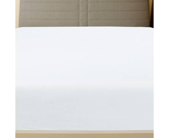 Cearșaf de pat cu elastic, 2 buc, alb, 180x200 cm, bumbac, 3 image