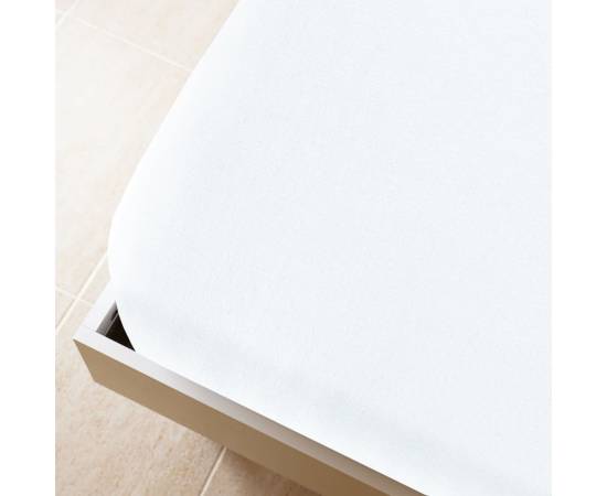 Cearșaf de pat cu elastic, 2 buc, alb, 180x200 cm, bumbac, 2 image