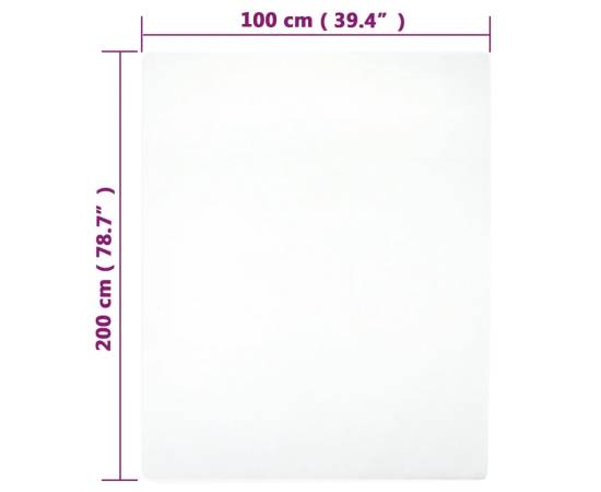 Cearșaf de pat cu elastic, alb, 100x200 cm, bumbac, 4 image