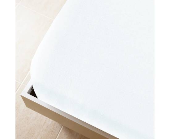 Cearșaf de pat cu elastic, alb, 100x200 cm, bumbac, 2 image