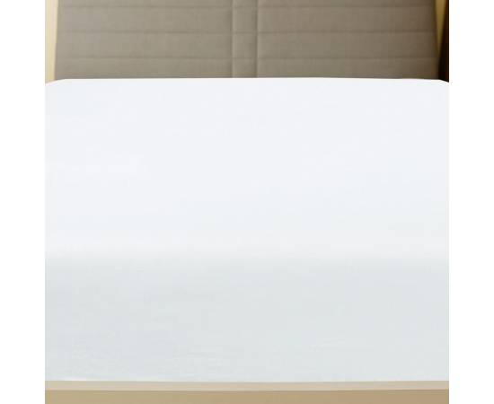 Cearșaf de pat cu elastic, alb, 100x200 cm, bumbac, 3 image