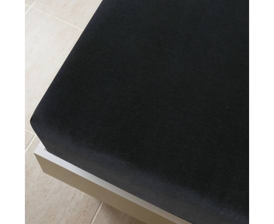 Cearșaf de pat cu elastic, negru, 160x200 cm, bumbac, 4 image