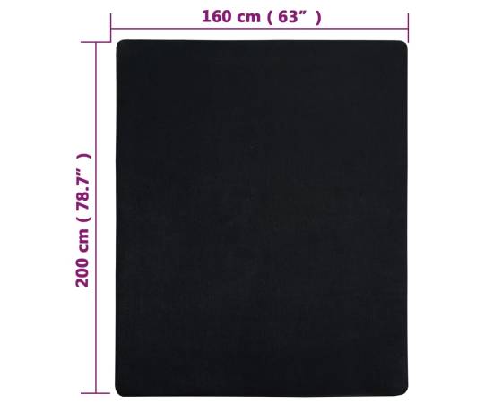 Cearșaf de pat cu elastic, negru, 160x200 cm, bumbac, 5 image