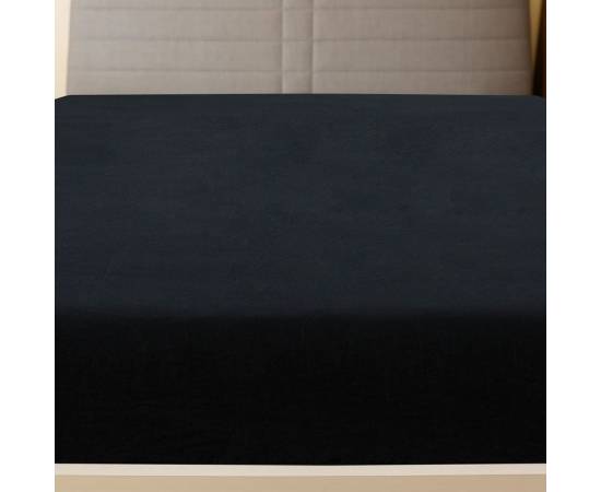 Cearșaf de pat cu elastic, negru, 160x200 cm, bumbac, 3 image