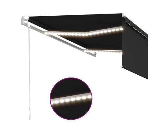 Copertină automată cu stor&senzor vânt&led, antracit, 4,5x3 m, 5 image