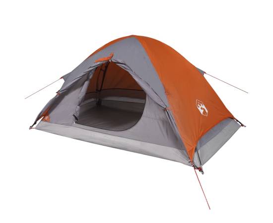 Cort de camping pentru 2 persoane, gri/portocaliu, impermeabil, 5 image