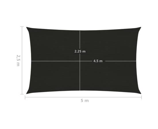 Pânză parasolar, negru, 2,5x5 m, hdpe, 160 g/m², 6 image