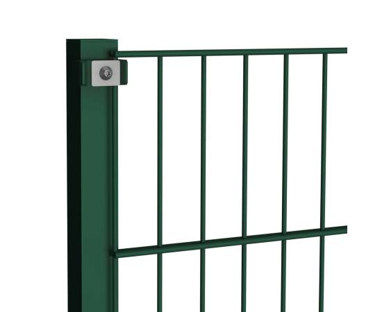 Panou de gard cu stâlpi, verde, 1,7 m, fier, 3 image