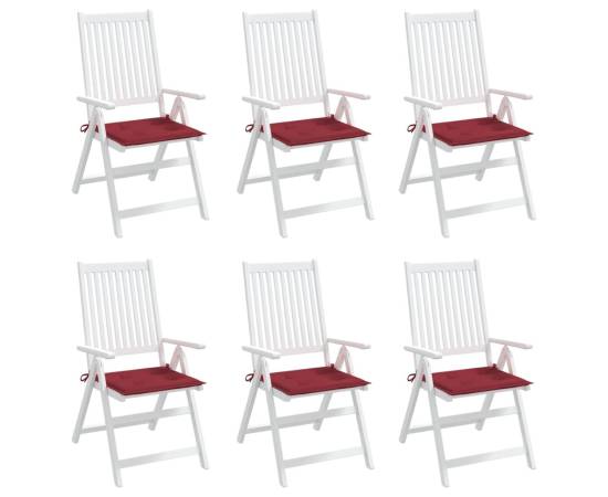 Perne scaune grădină 6 buc. roșu vin 40x40x3 cm țesătură oxford, 4 image